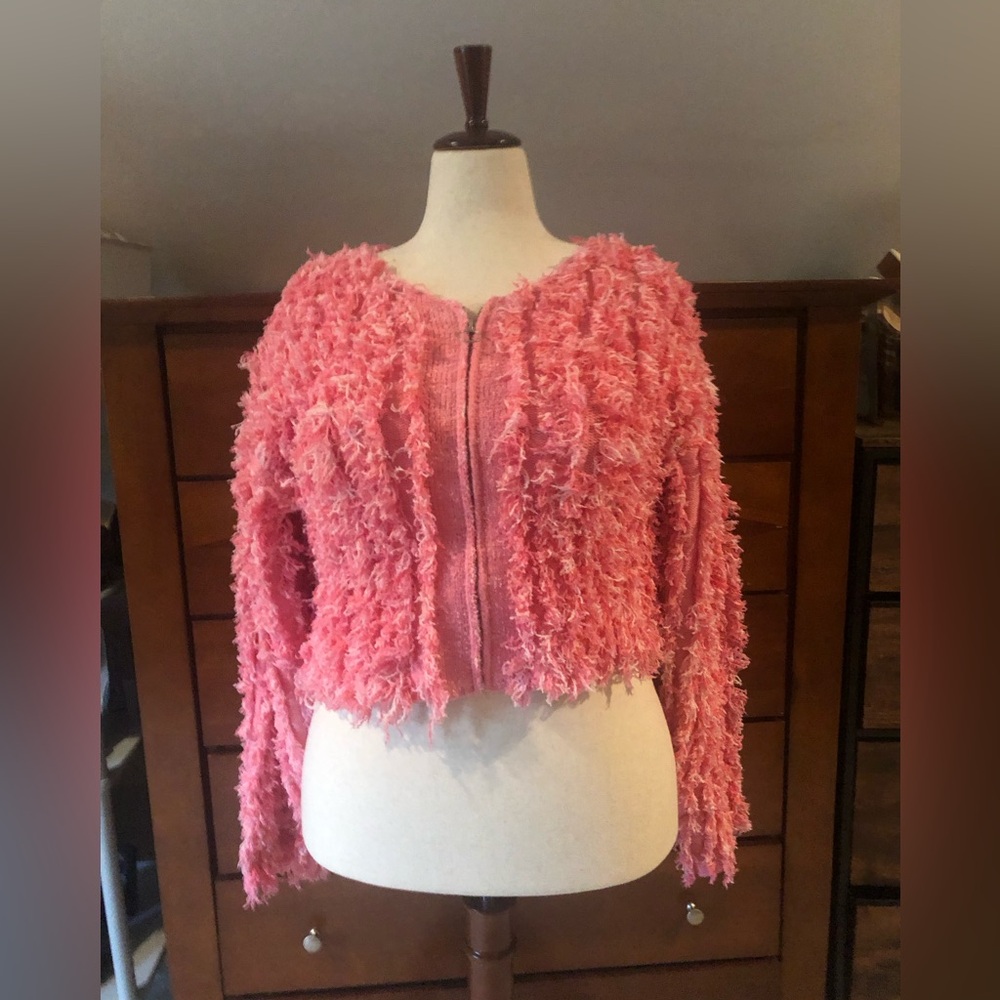 Cozy Pink Teddy Zip-Front Jacket